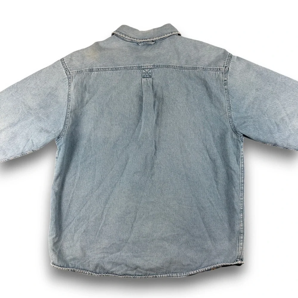 Basic Editions Denim Jacket Men XL Blue Western Blanket Lined Quilt Shaket Chore